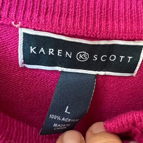 Karen Scott Fuchsia Knit Cardigan size Large - Picture 2 of 7